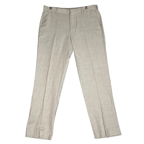 Cubavera Linen Blend Trousers Mens 36x32 Flax Khaki Neutral Vacation Pants - Picture 1 of 9